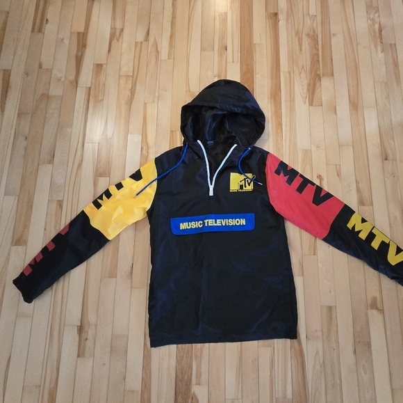 MTV Music Television Lightweight Quarter Zip Pullover Windbreaker Jacket Men's S - Picture 2 of 4